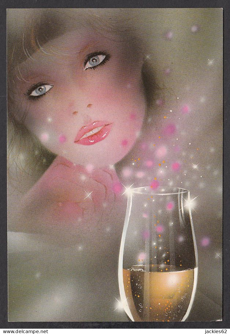 093885/ Jeune Femme Avec Un Verre De Champagne, Ed NB - Contemporanea (a Partire Dal 1950)