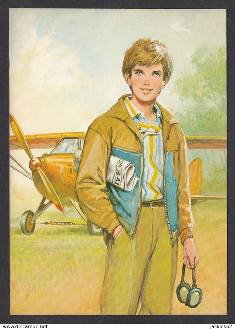 093861/ Jeune Homme Avec Un Petit Avion, Ed Perla N° 608/1 - Contemporain (à Partir De 1950)