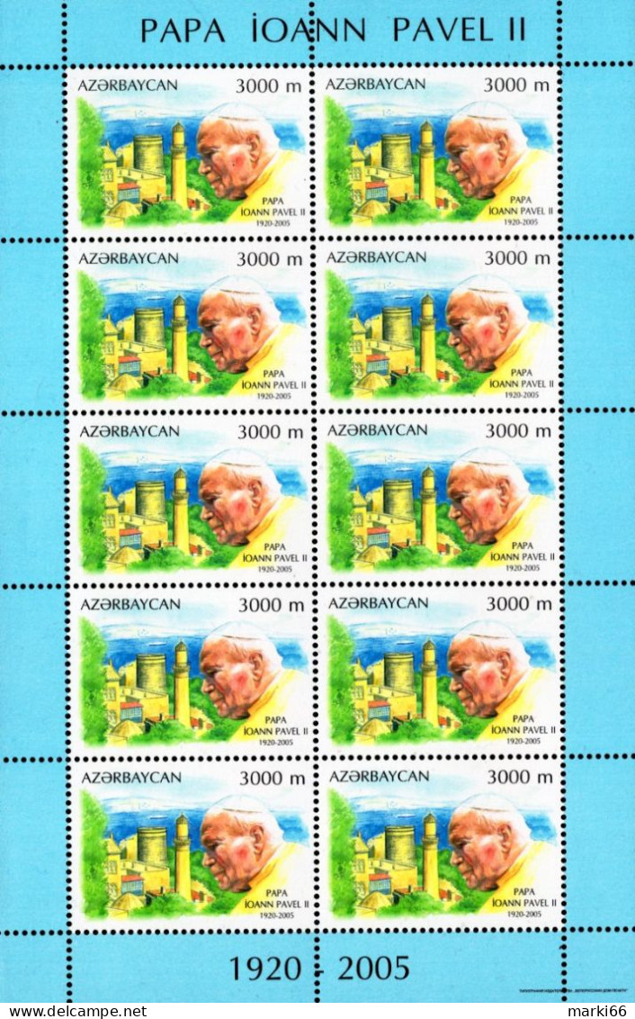 Azerbaijan - 2005 - Pope John Paul II In Memoriam - Mint Miniature Stamp SHEET - Azerbaiján