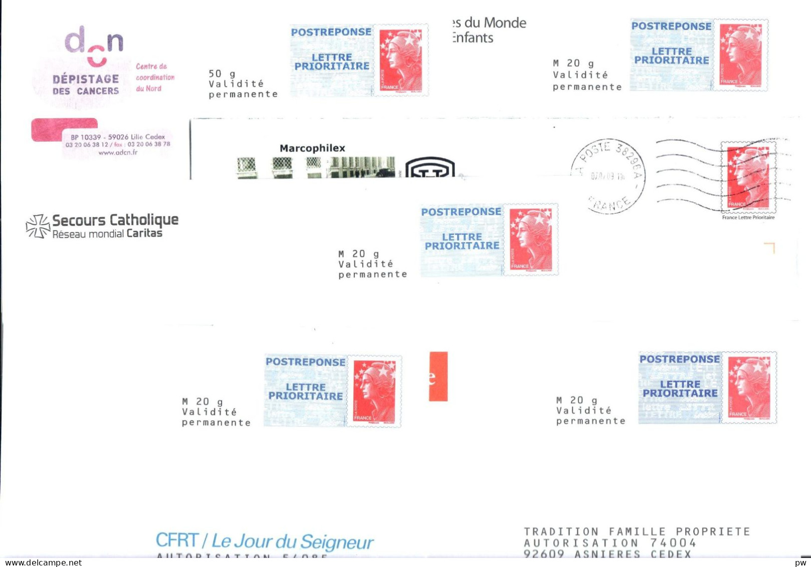 FRANCE YT N° 4230 MARIANNE DE BEAUJARD ENTIERS  4230 6 ENVELOPPES ET PAP-REPONSE LOT 2 - Neufs