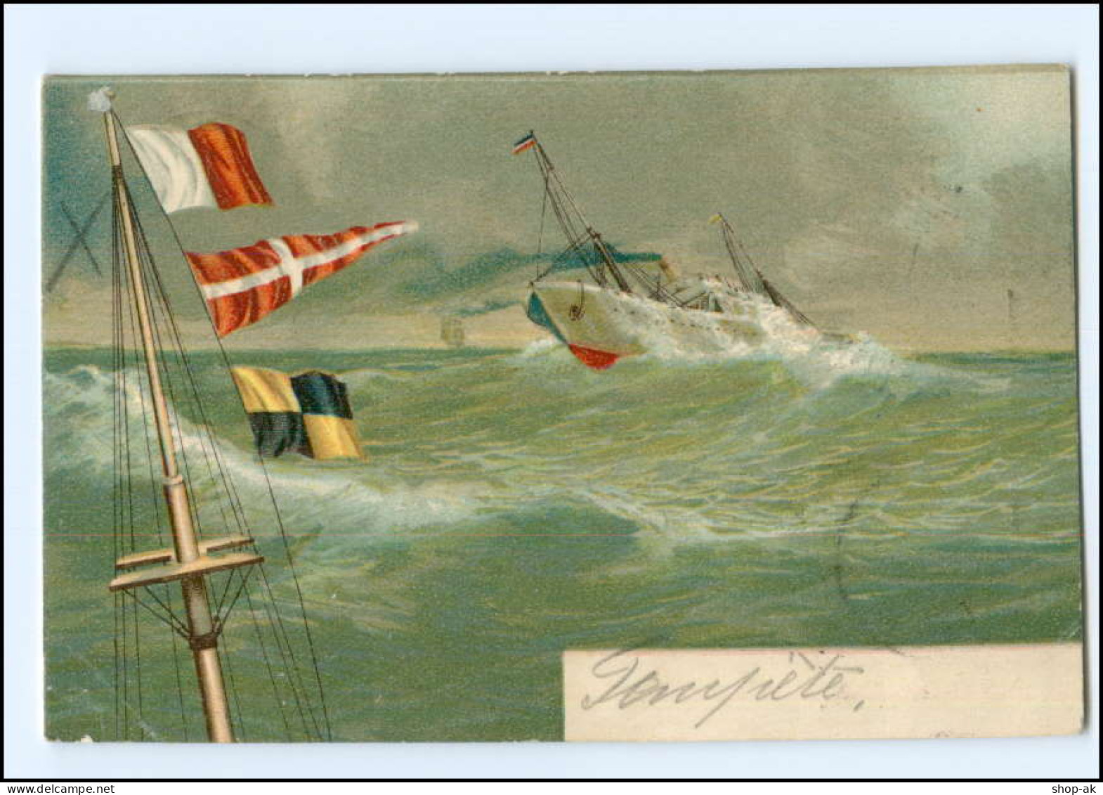 Y11506/ Marine Dampfer Auf See  Litho AK 1903 "Intern. Signalbuch"  - Guerre