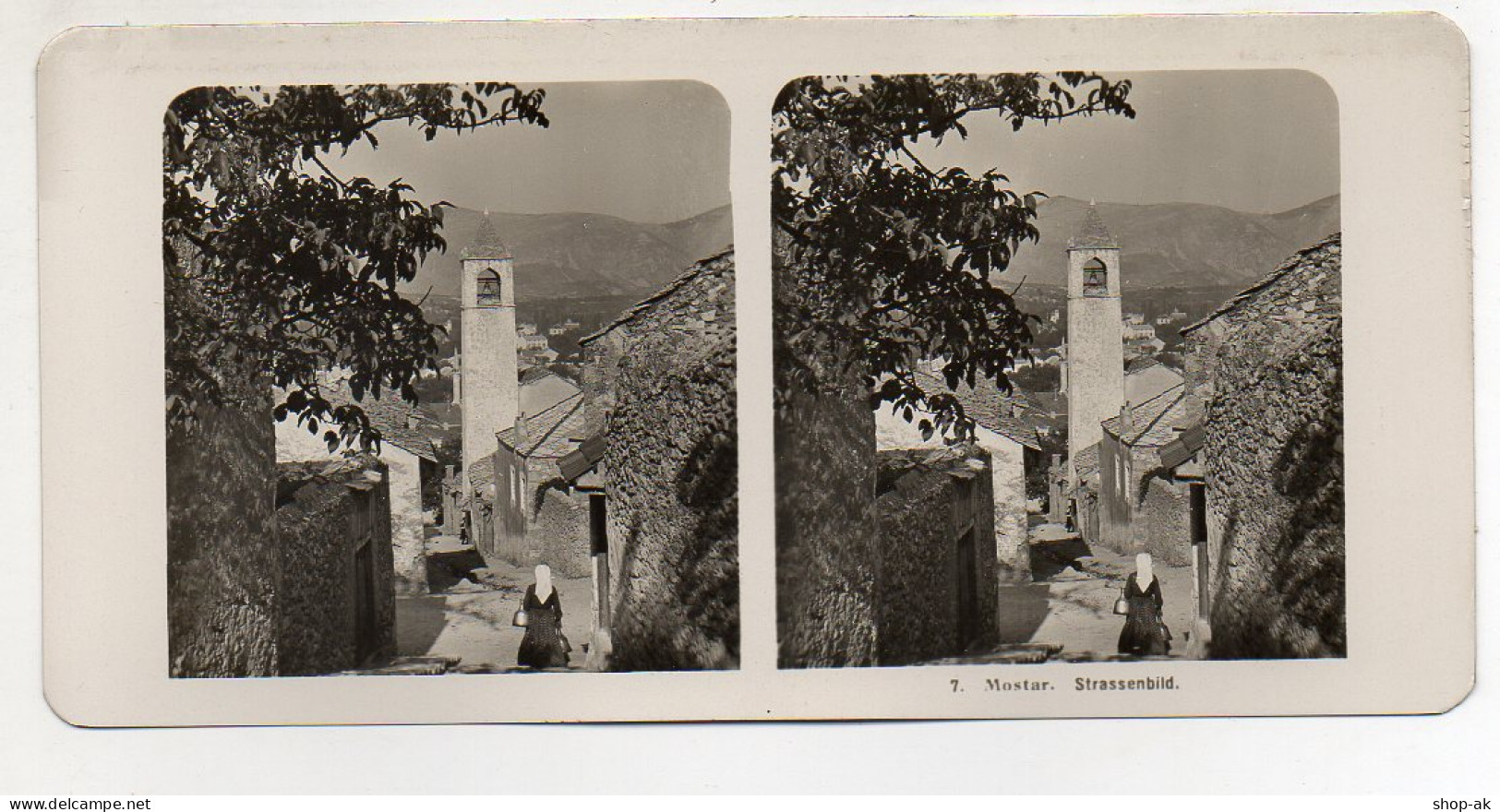 AK-0802/ Mostar Straßenbild  Bosnien  Stereofoto 1909 - Ohne Zuordnung