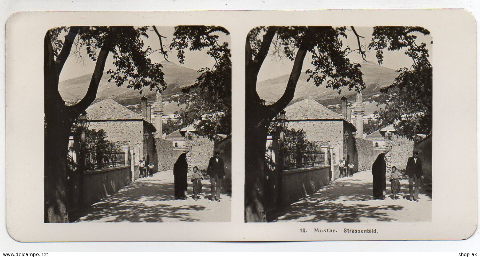 AK-0801/ Mostar Straßenbild  Bosnien  Stereofoto 1909 - Unclassified