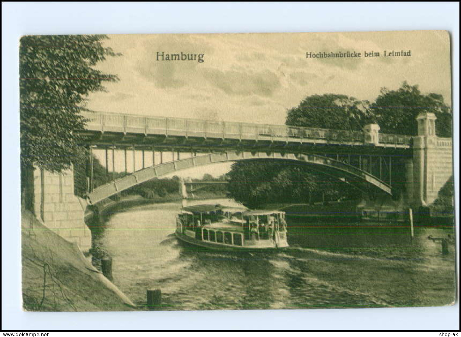 XX004091/ Hamburg Uhlenhorst Alsterdampfer Hochbahnbrücke Beim Leinpfad 1912 AK - Nord