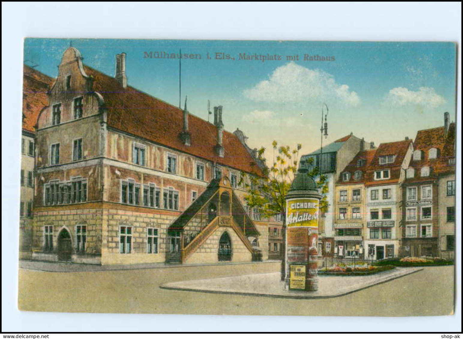 Y10908/ Elsaß Mülhausen Marktplatz Mit Rathaus 1915 AK - Elsass