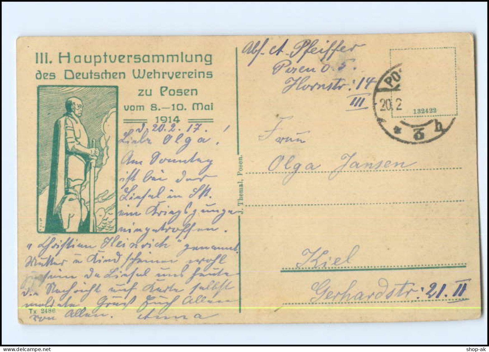 U4602/ Posen Kgl. Akademie  III. Hauptversammlung Des Dt. Wehrvereins 1914 AK  - Posen