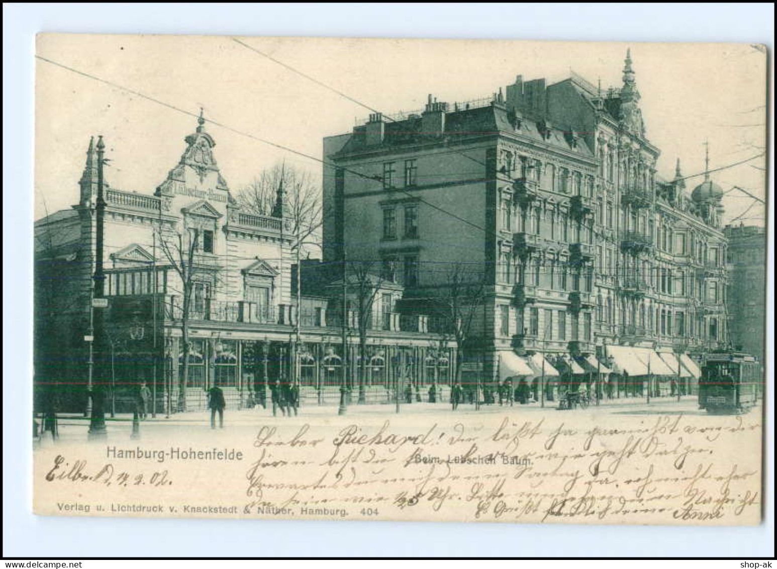 XX003776/ Hamburg Hohenfelde Beim Lübschen Baum Straßenbahn AK 1902 - Noord