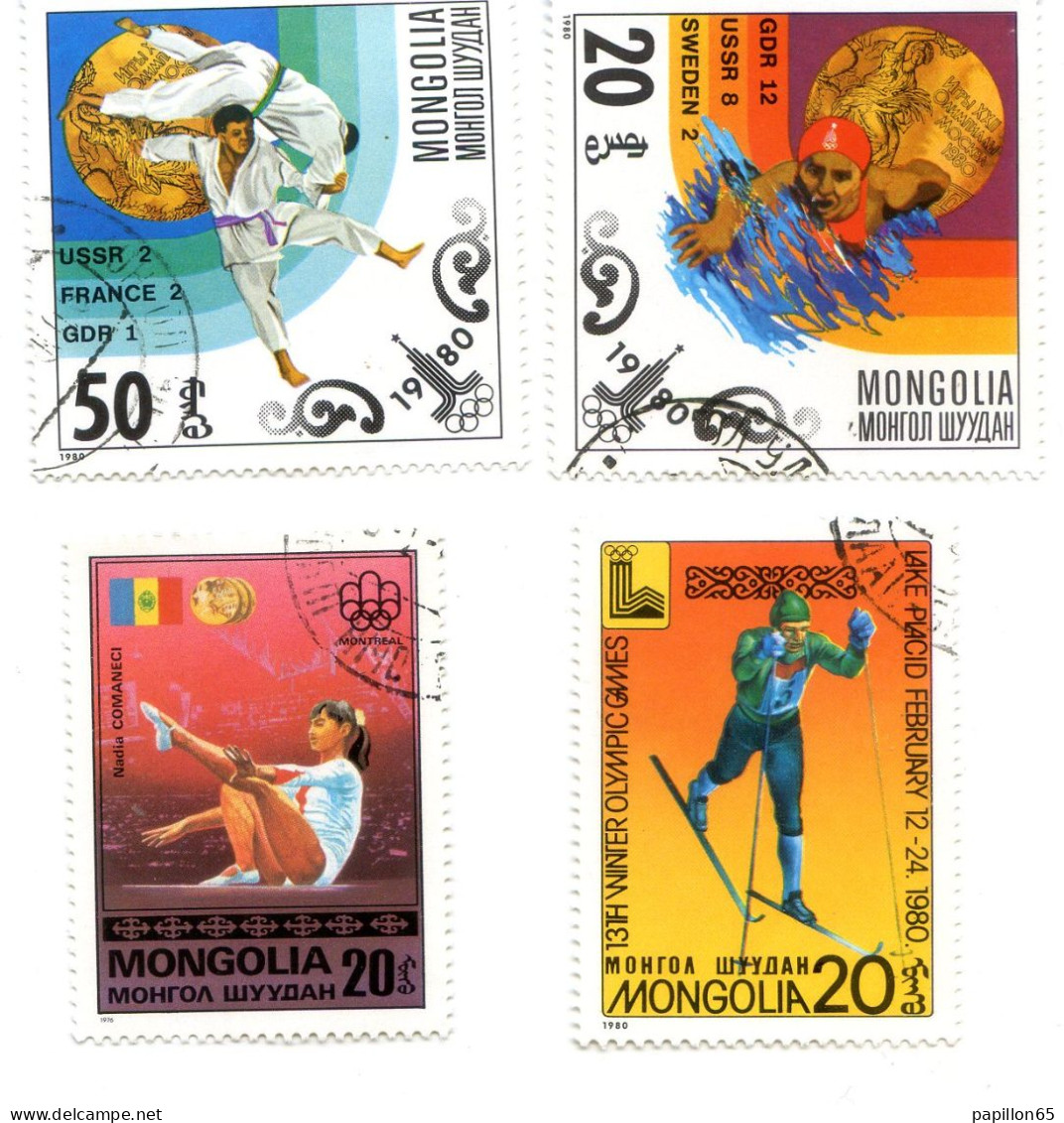 Lot De 4 Timbres MONGOLIA  JEUX OLYMPIQUES - Winter 1980: Lake Placid