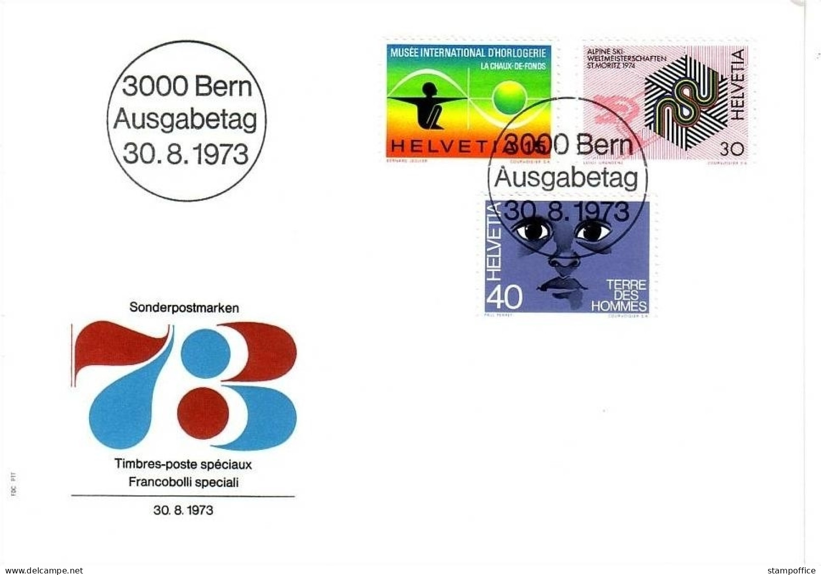 SCHWEIZ MI-NR. 1000-1002 FDC JAHRESEREIGNISSE 1973 UHRENMUSEUM - FDC