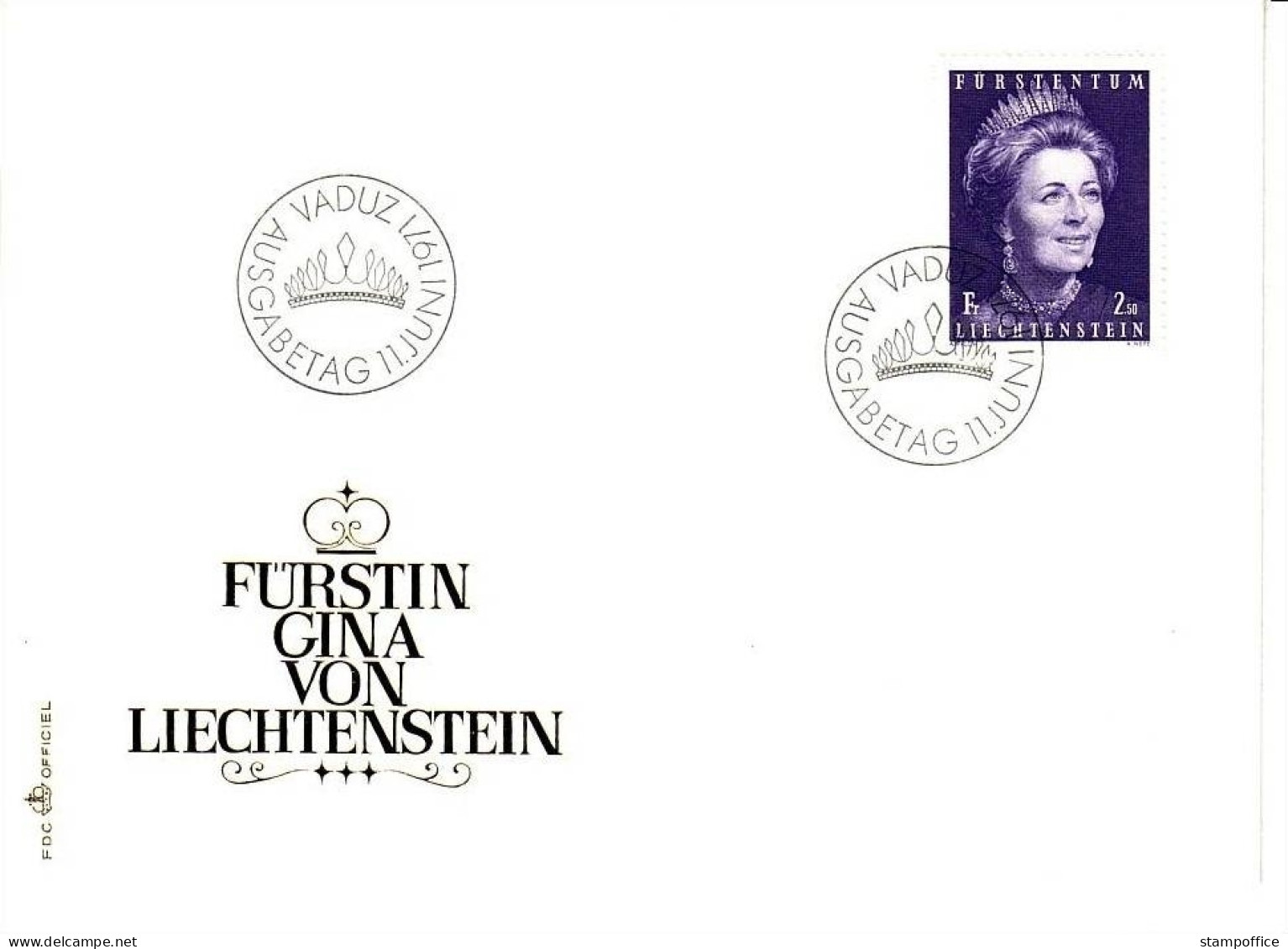 LIECHTENSTEIN MI-NR. 544 FDC FÜRSTIN GINA 1971 - FDC