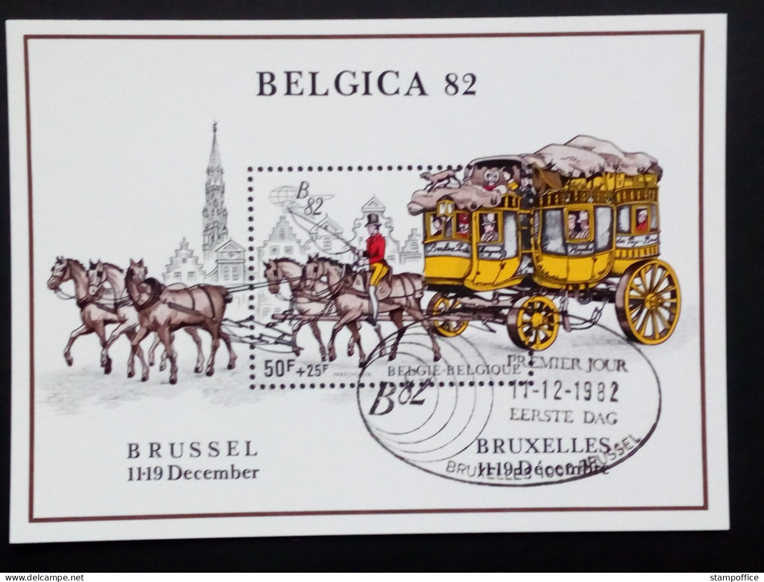 BELGIEN BLOCK 53 GESTEMPELT(USED) BELGICA '82 POSTKUTSCHE PFERDE - 1961-2001