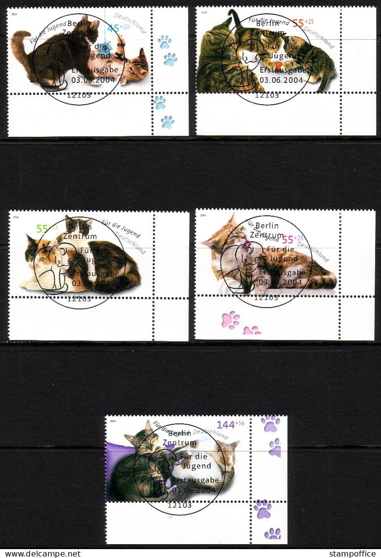 DEUTSCHLAND MI-NR. 2402-2406 GESTEMPELT(USED) JUNGE KATZEN 2004 - Domestic Cats