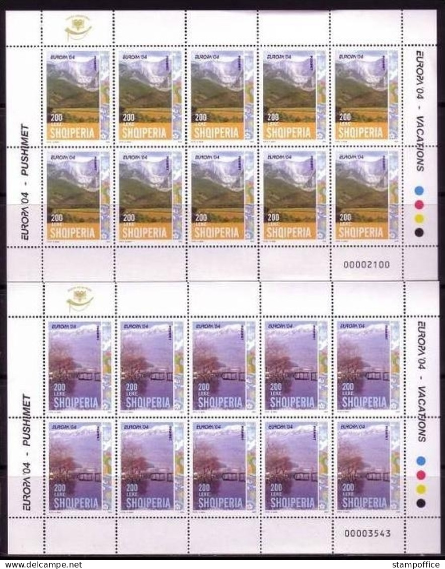 Albanien Briefmarken Postfrisch 50 X Kleinbogensatz MI-NR. 2966-2967 Europa CEPT 2004 Ferien Hoher Katalogwert - Albanie