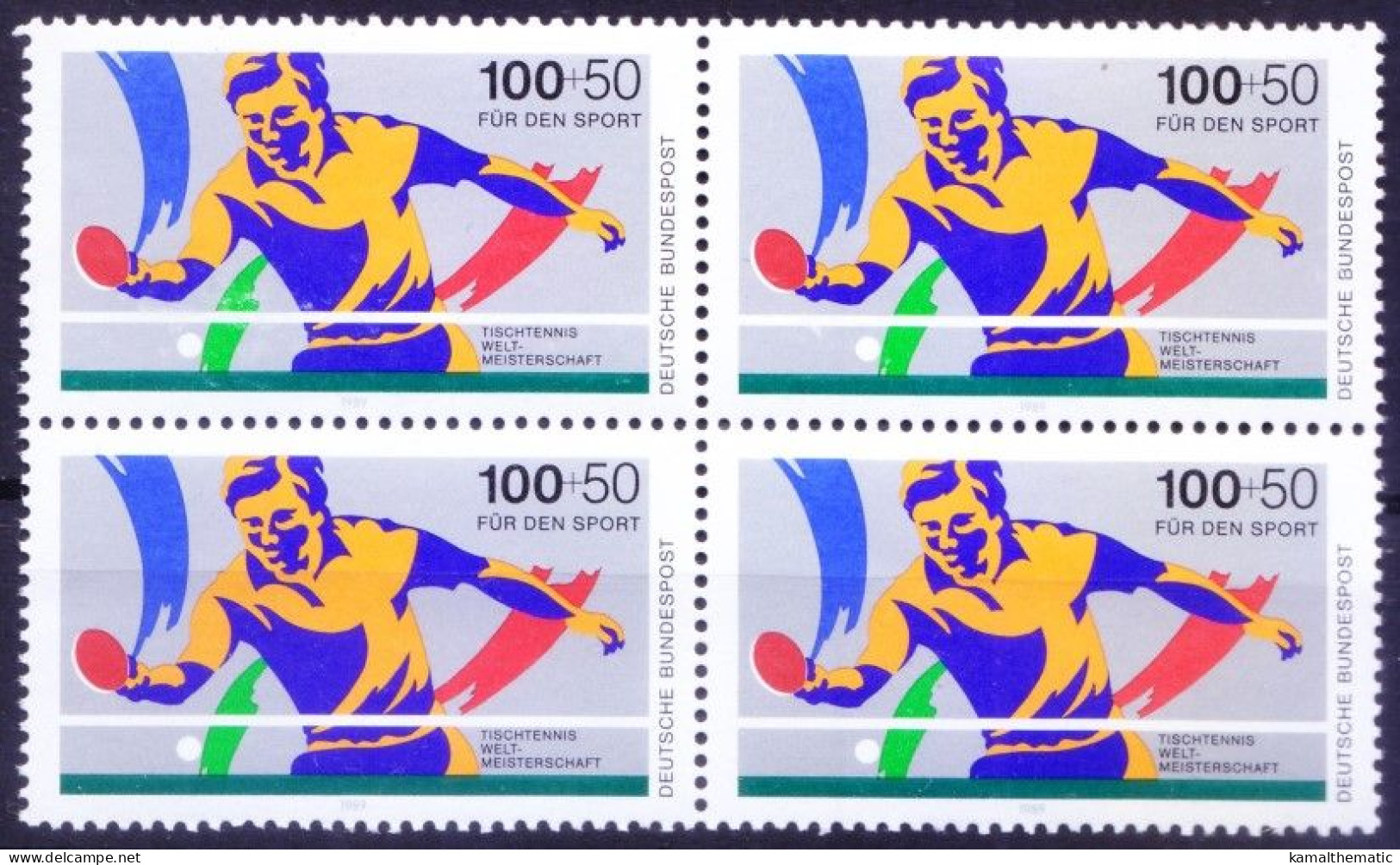 Germany 1989 MNH Blk, Aid For The Sports - Table Tennis - Tennis