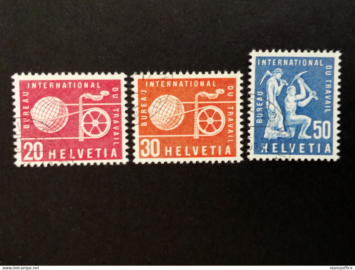 SCHWEIZ BIT MI-NR. 100-102 GESTEMPELT(USED) BERGLEUTE UND WELTKUGEL 1960 - ILO
