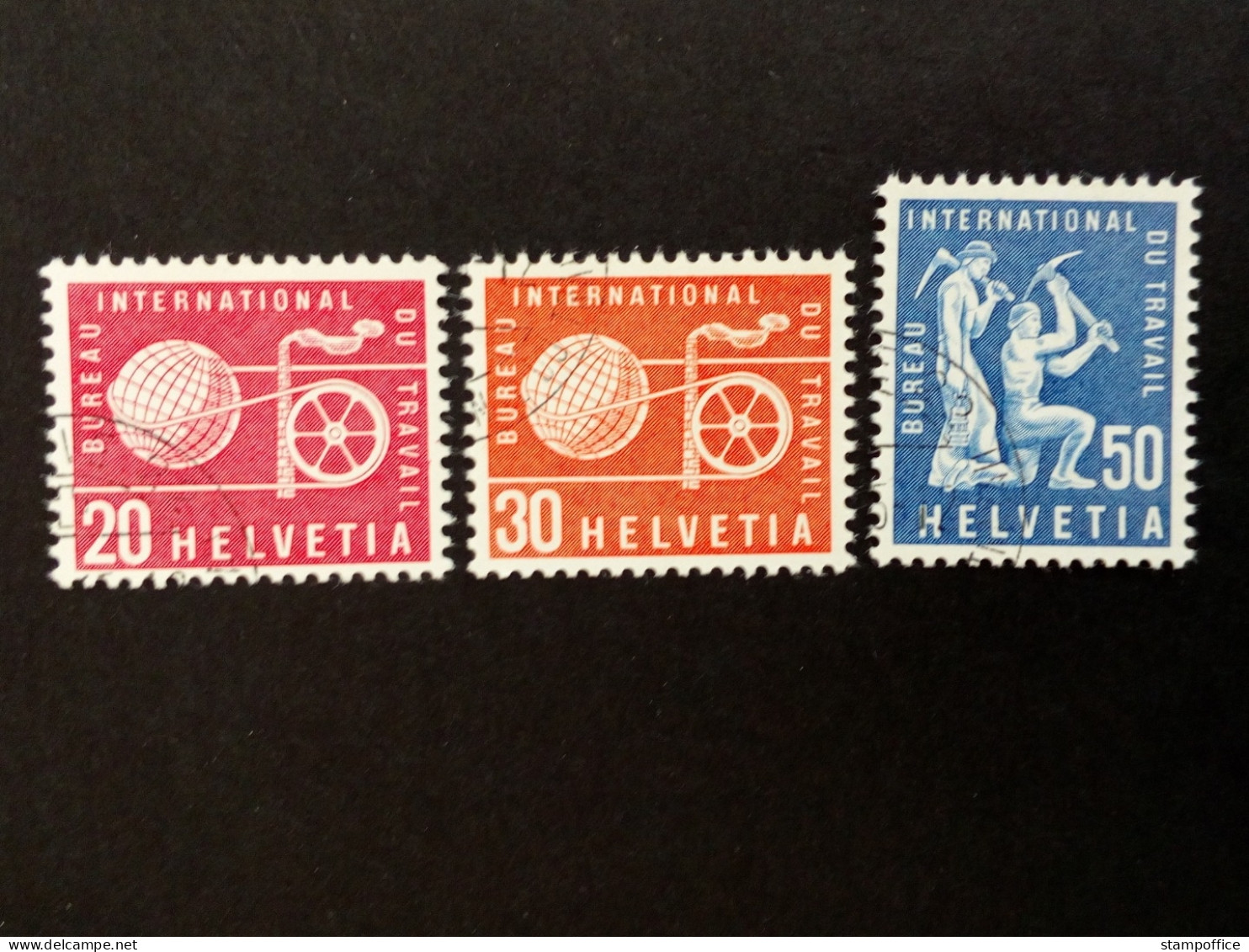 SCHWEIZ BIT MI-NR. 100-102 GESTEMPELT(USED) BERGLEUTE UND WELTKUGEL 1960 - OIT