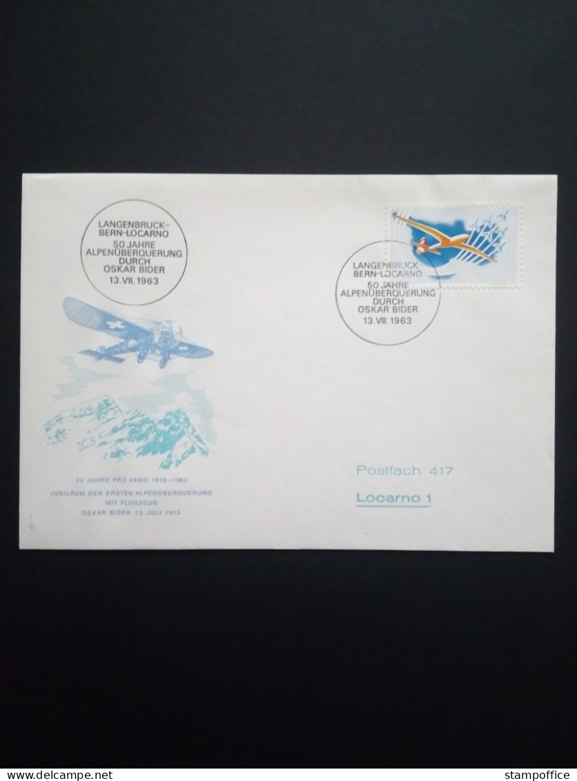 SCHWEIZ MI-NR. 780 FDC PRO AERO 1963 SEGELFLUGZEUG - FDC