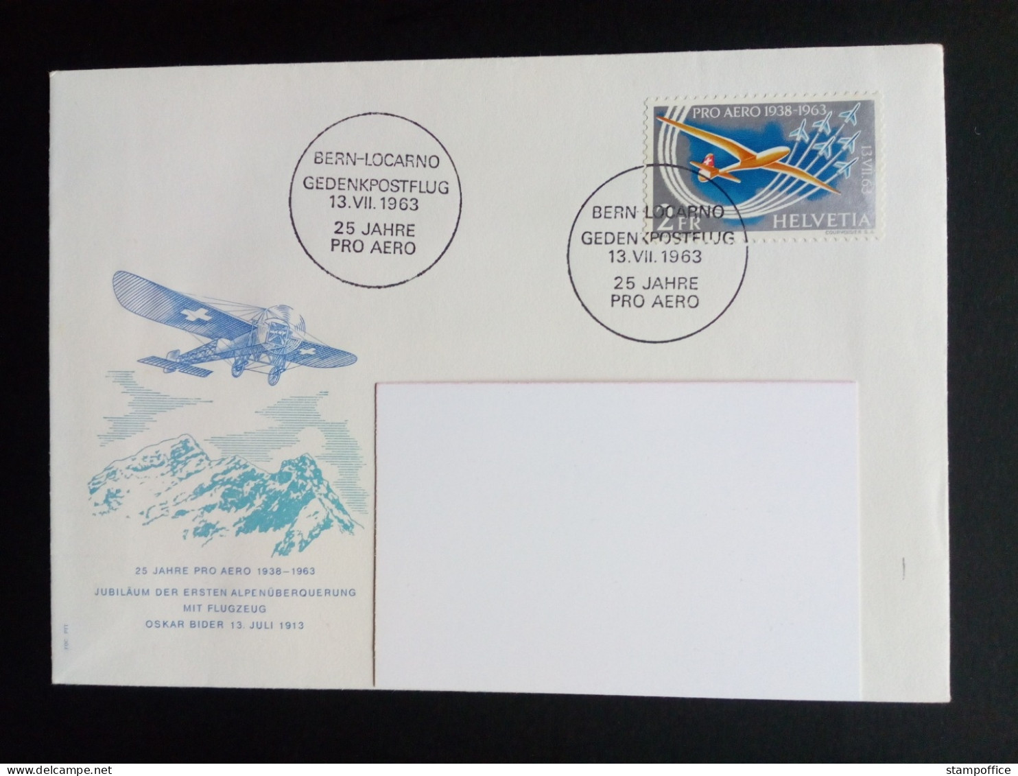 SCHWEIZ MI-NR. 780 FDC PRO AERO 1963 SEGELFLUGZEUG - FDC