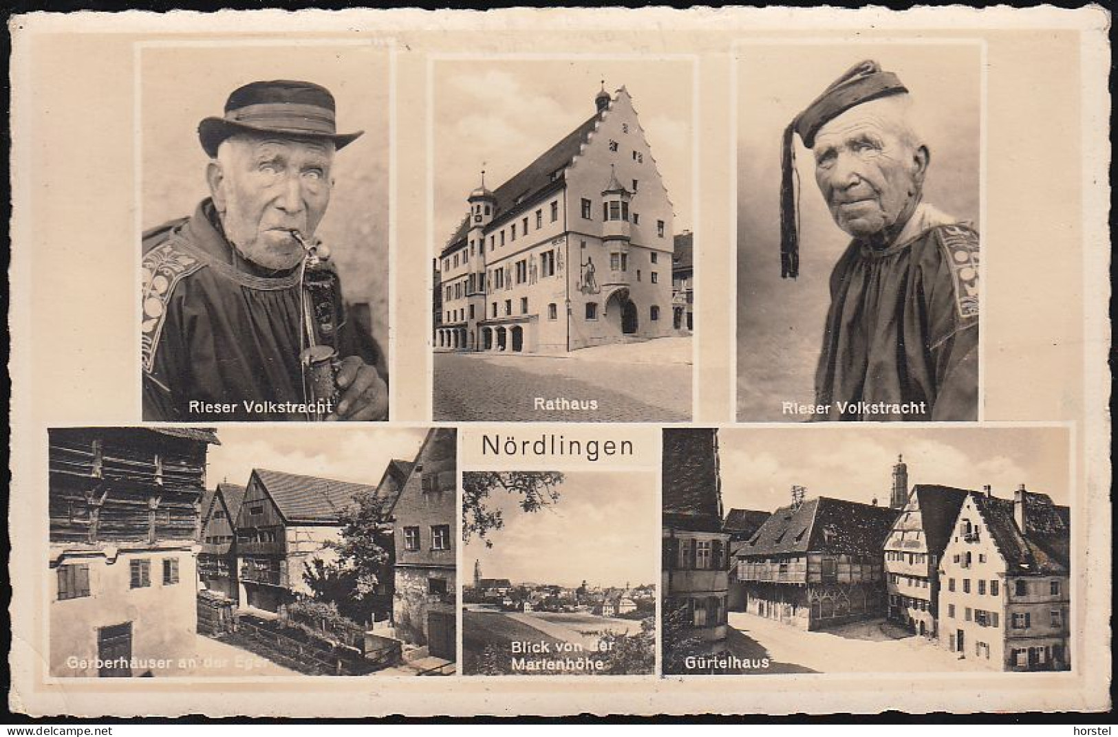 D-86720 Nördlingen - Alte Ansichten - Gürtelhaus Um 1941 - Gerberhäuser An Der Eger - Rieser Volkstracht - Stamp 1941 - Noerdlingen