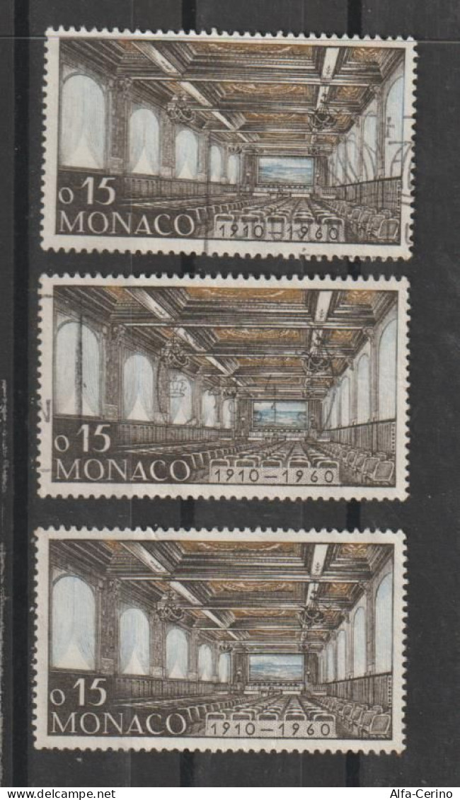 MONACO:  1959  MUSEO  -  15 C. POLICROMO  US. -  RIPETUTO  3  VOLTE  -  YV/TELL. 528 - Used Stamps