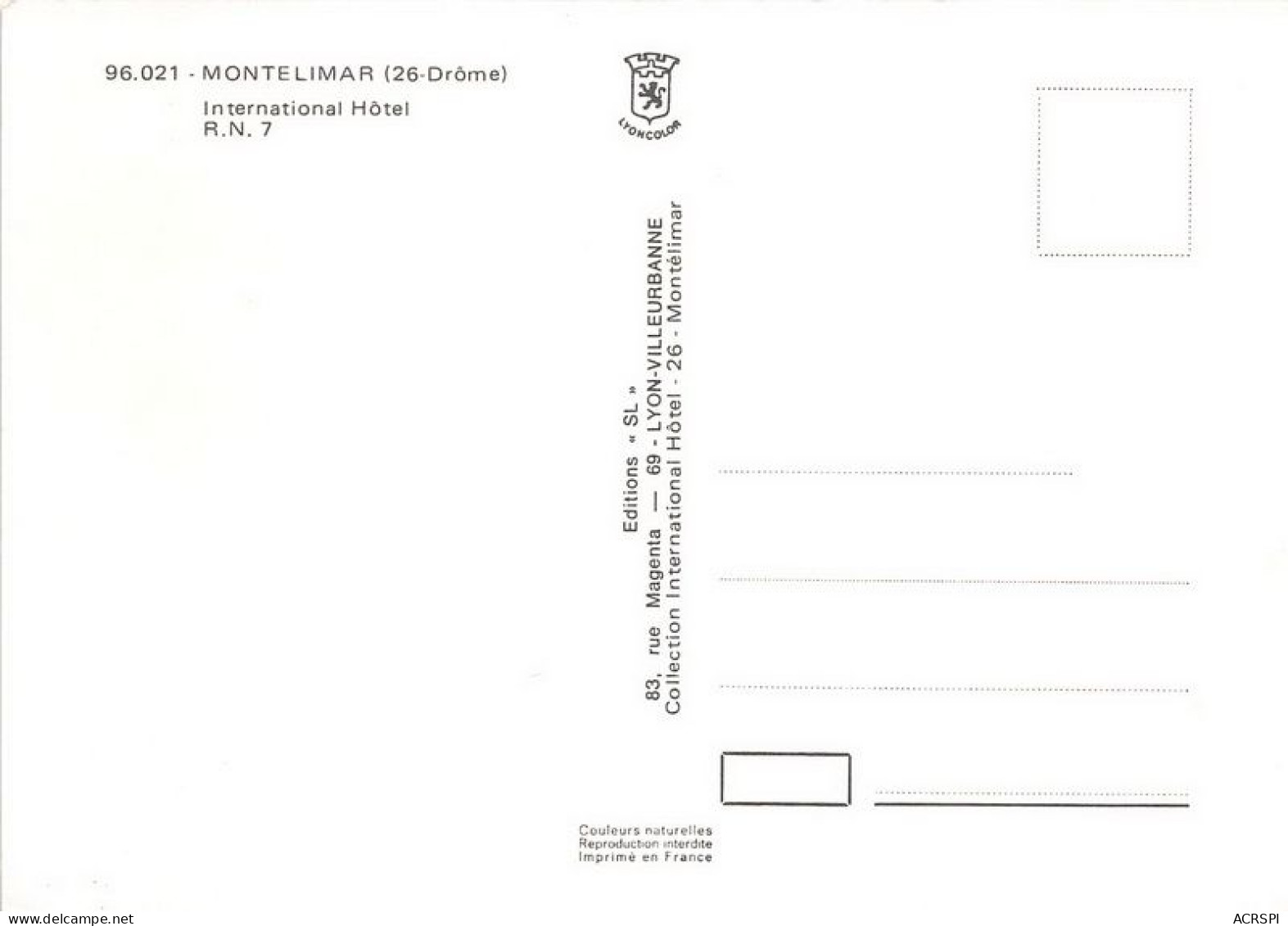 MONTELIMAR International Hotel 12(scan Recto-verso) MA1539 - Montelimar