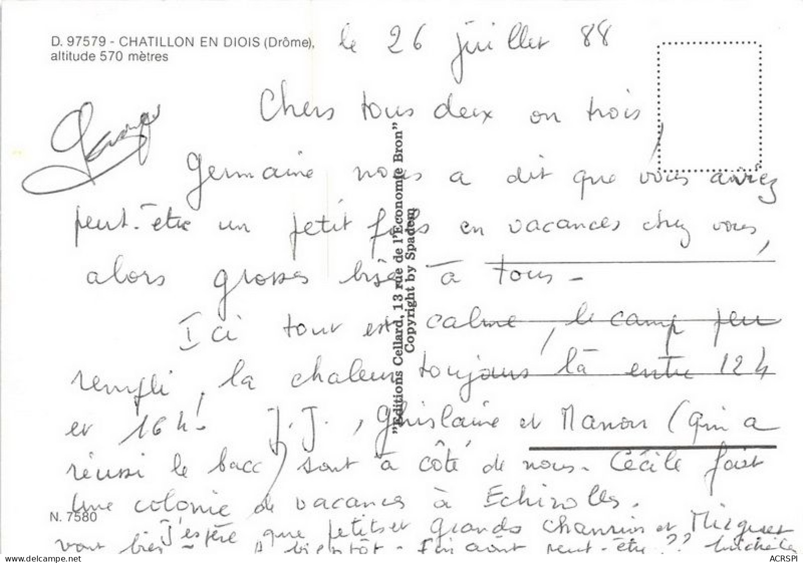 CHATILLON EN DIOIS Altitude 570 Metres 12(scan Recto-verso) MA1528 - Châtillon-en-Diois