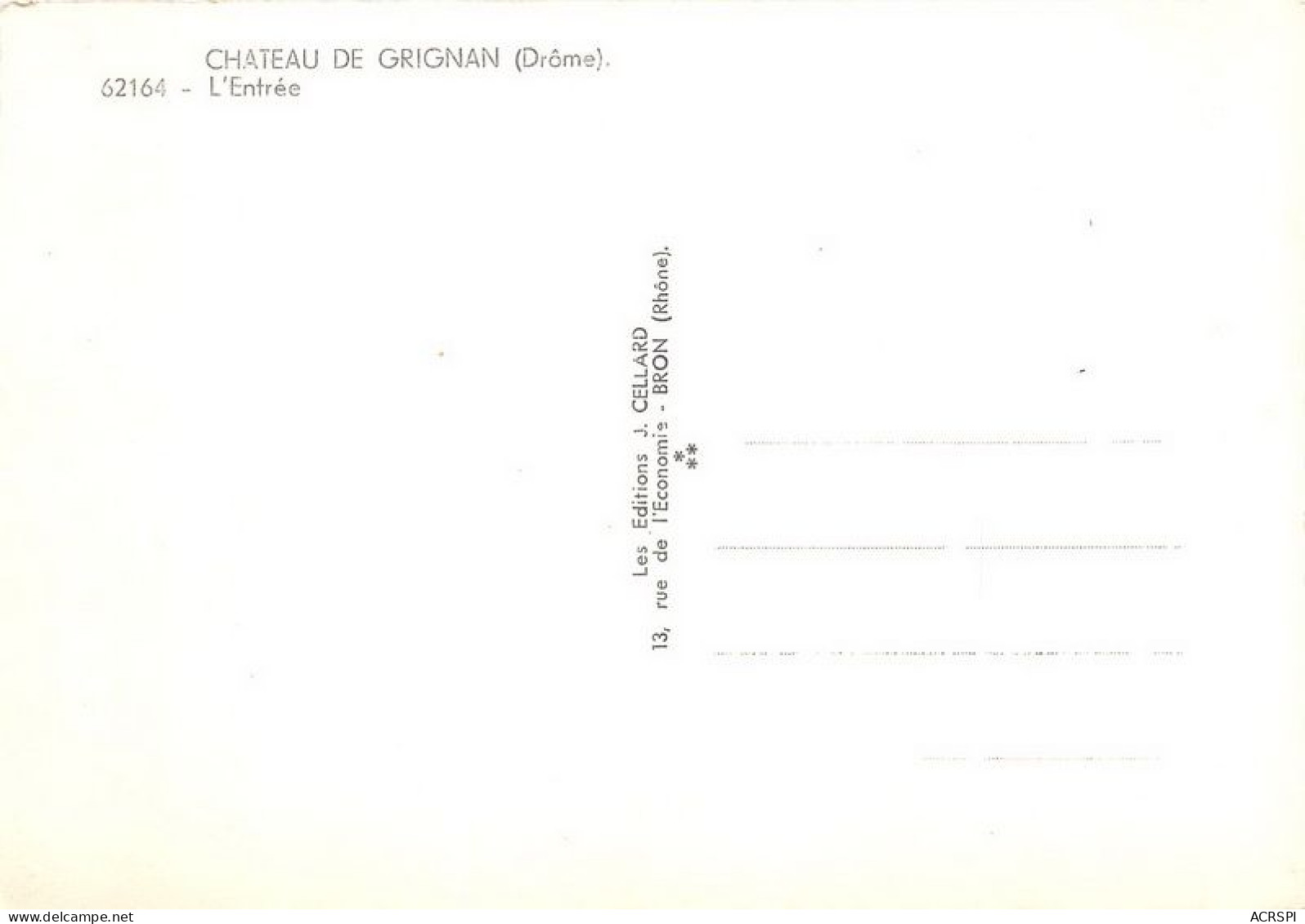 CHATEAU DE GRIGNAN L Entree 17(scan Recto-verso) MA1568 - Grignan