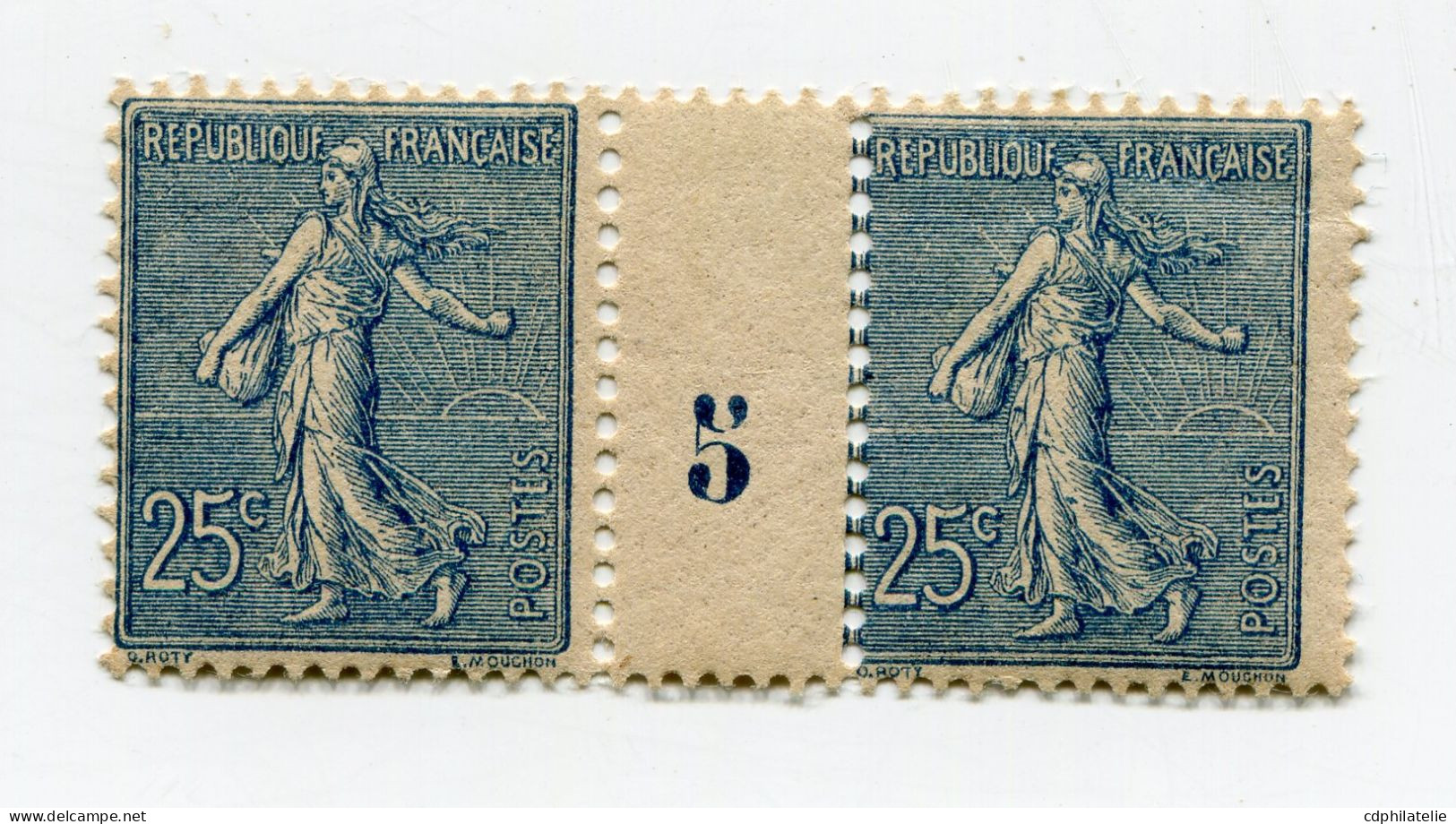 FRANCE N°132 ** TYPE SEMEUSE LIGNEE EN PAIRE AVEC MILLESIME 5 ( 1905 ) - Millesimes