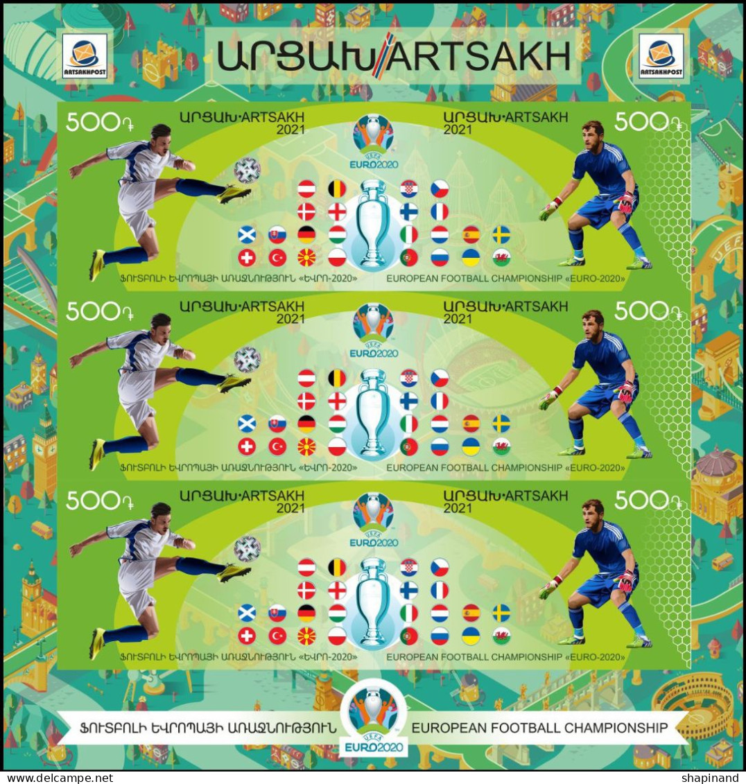 Artsakh 2021 "Campionatul European De Fotbal" Unperforated Sheet Quality:100% - Armenia