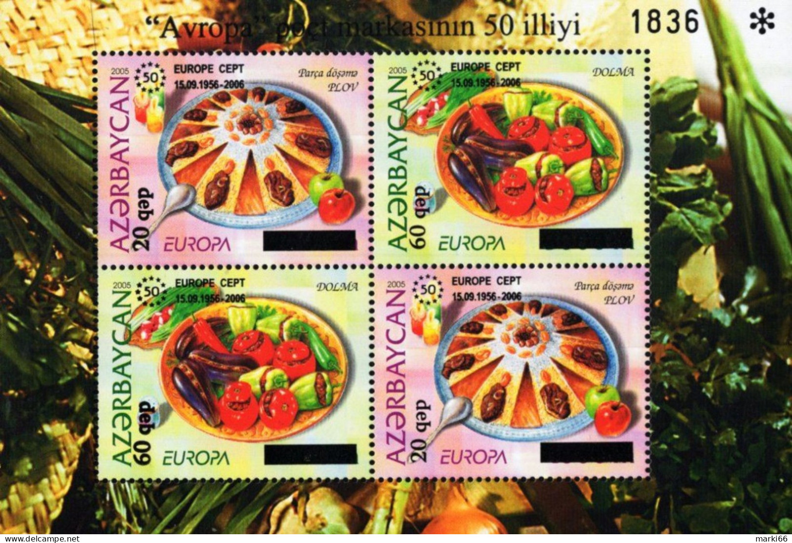 Azerbaijan - 2006 - 50th Anniversary Of First Europa CEPT Stamps - Traditional Food - Mint Stamp Sheetlet - Azerbaiján