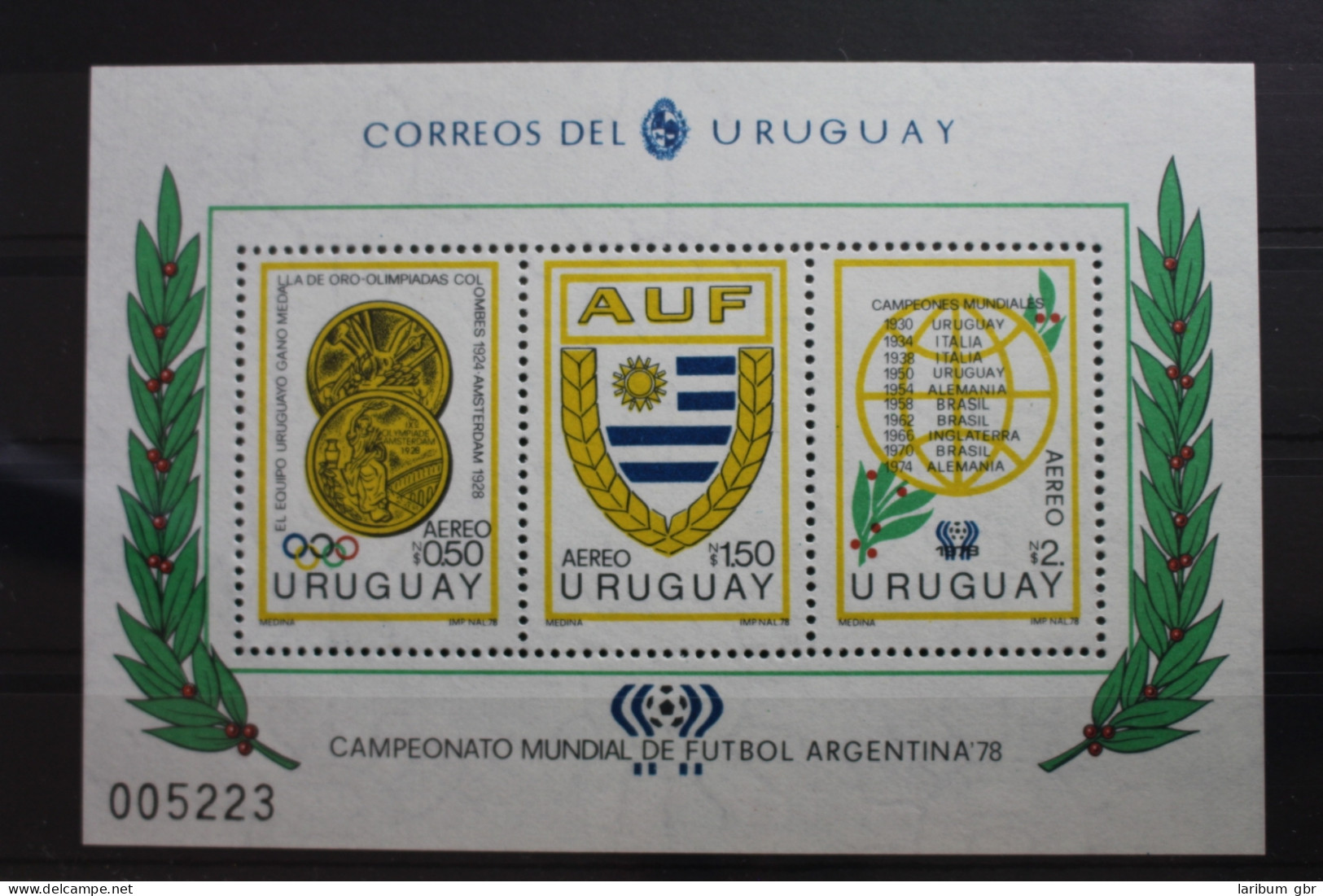 Uruguay Block 39 Mit 1499-1501 Postfrisch Fußball WM 1978 #SF707 - Uruguay