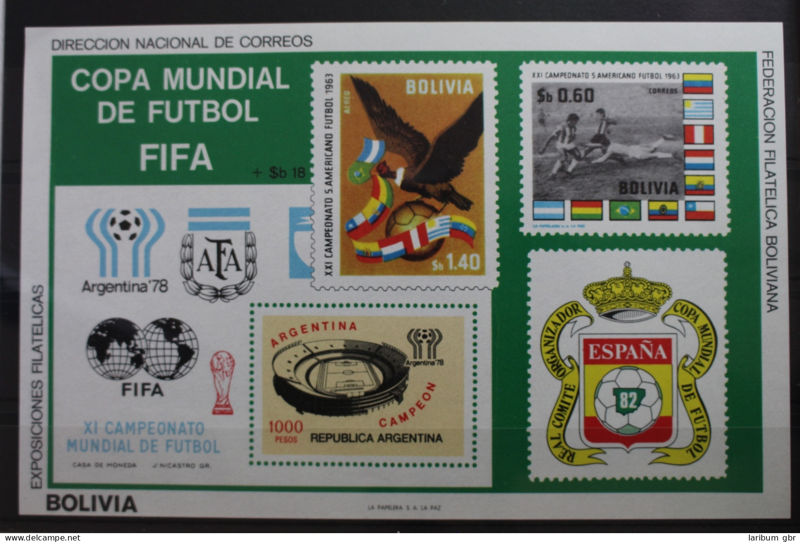 Bolivien Block 96 Postfrisch Fußball WM 1978 #SF712 - Bolivie