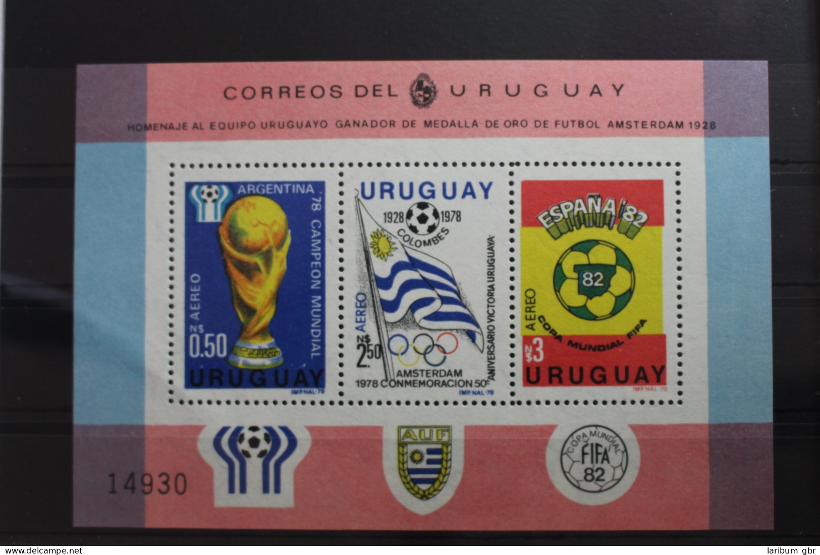 Uruguay Block 44 Mit 1542-1544 Postfrisch Fußball WM 1978 #SF710 - Uruguay