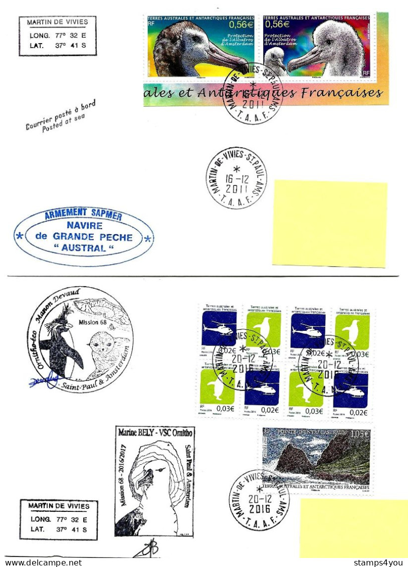 PO - 66 - 4 Plis St Paul & Amsterdam Avec Cachets Illustrés - Lettres & Documents