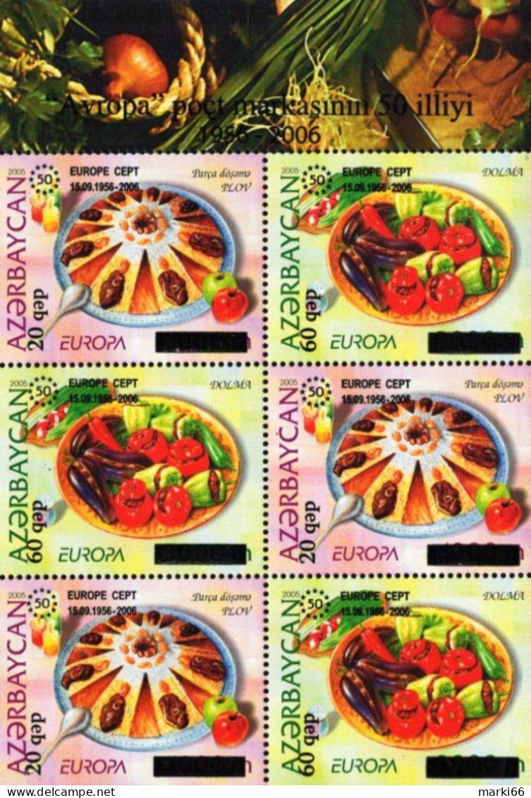 Azerbaijan - 2006 - 50th Anniversary Of First Europa CEPT Stamps - Traditional Food - Mint Booklet Stamp Pane - Azerbaijan