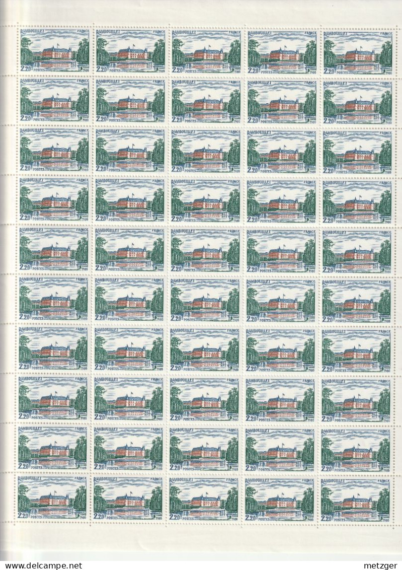 Feuille Complète De 50 Timbres Du N° 2111 Rambouillet - Feuilles Complètes