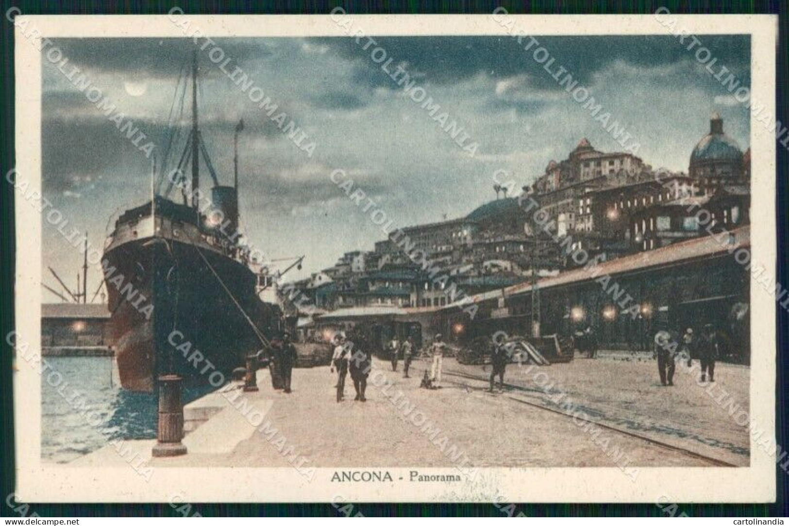 Ancona Città Nave Chiaro Di Luna Cartolina RB5524 - Ancona