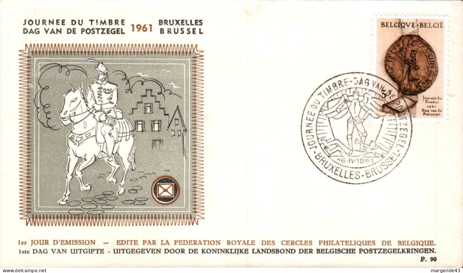 BELGIQUE FDC 1961 JOURNEE DU TIMBRE - Stamp's Day
