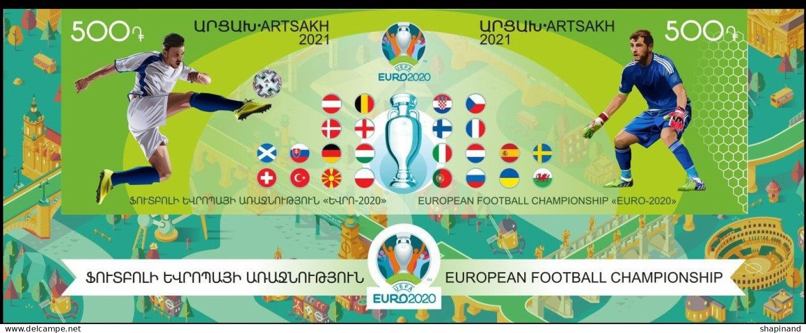 Artsakh 2021 "Campionatul European De Fotbal" 2v Zd Unperforated Quality:100% - Arménie