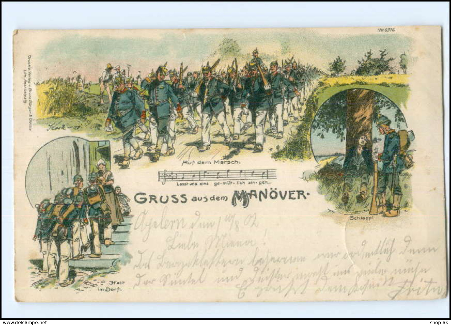 U6669/ Gruß Vom Manöver  Soldaten Militär Litho AK 1902 - Autres & Non Classés