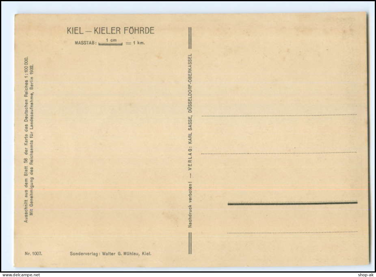 U6605/ Kiel Kieler Förde Landkarten AK  Verlag. K. Sasse 1932 Laboe, Schilksee  - Kiel