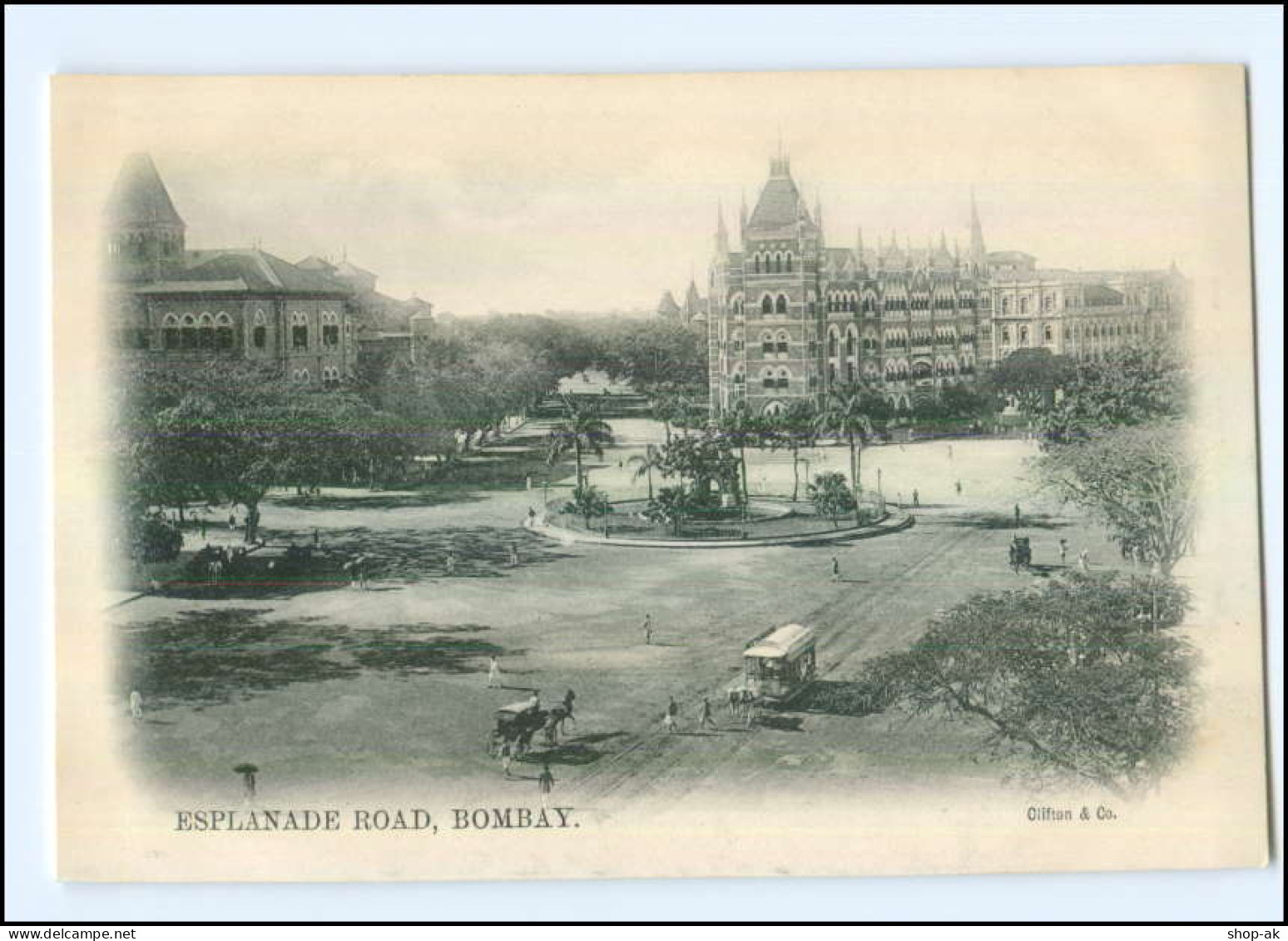 U5928/ Bombay  Esplanade Road  Pferdebahn Horse Tram  Indien AK Ca.1900 - Indien