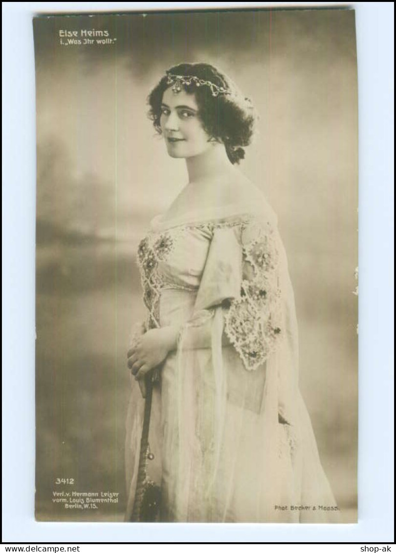 Y11850/ Else Heims In "Was Ihr Wollt" Schauspielerin  Foto AK Ca.1912 - Artistes