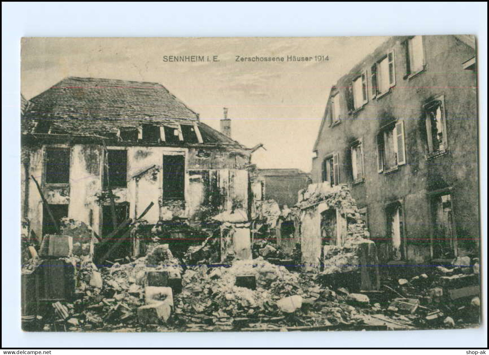 U5748/ Sennheim In Elsaß Zerschossene Häuser 1915 AK - Elsass