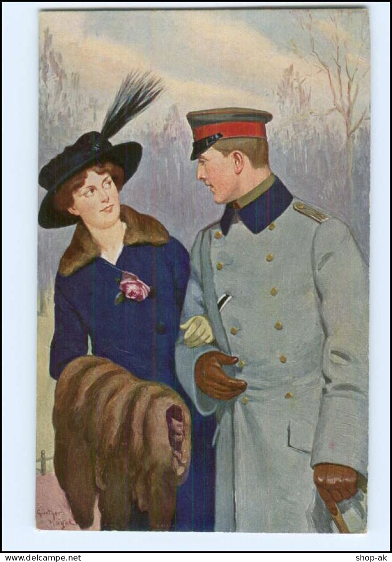 Y11743/ Unser Leutnant - Soldat Und Frau  1. Weltkrieg AK  - Guerre 1914-18