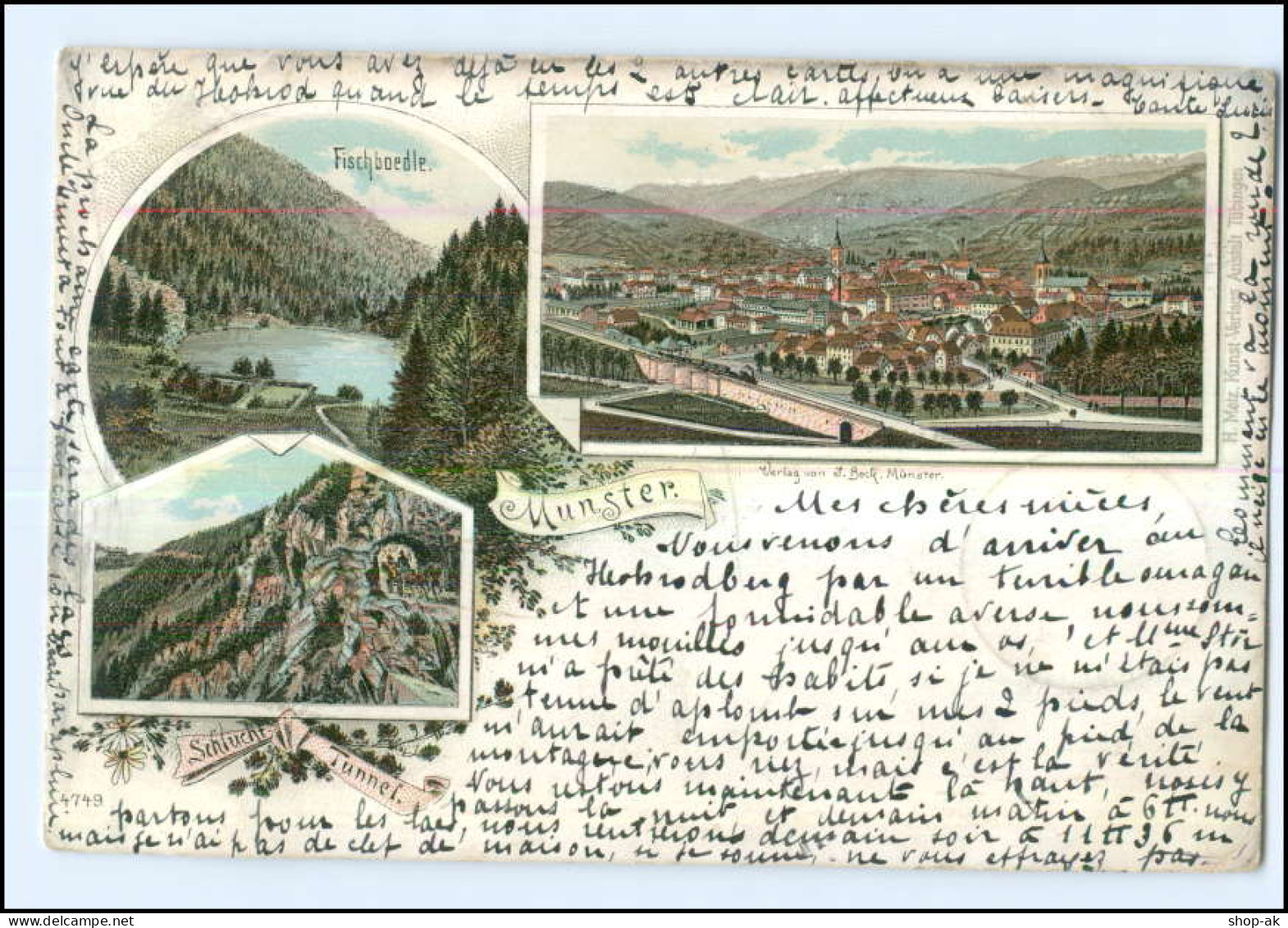 Y11688/ Munster  Schlucht-Tunnel   Elsaß Litho AK 1897 - Elsass