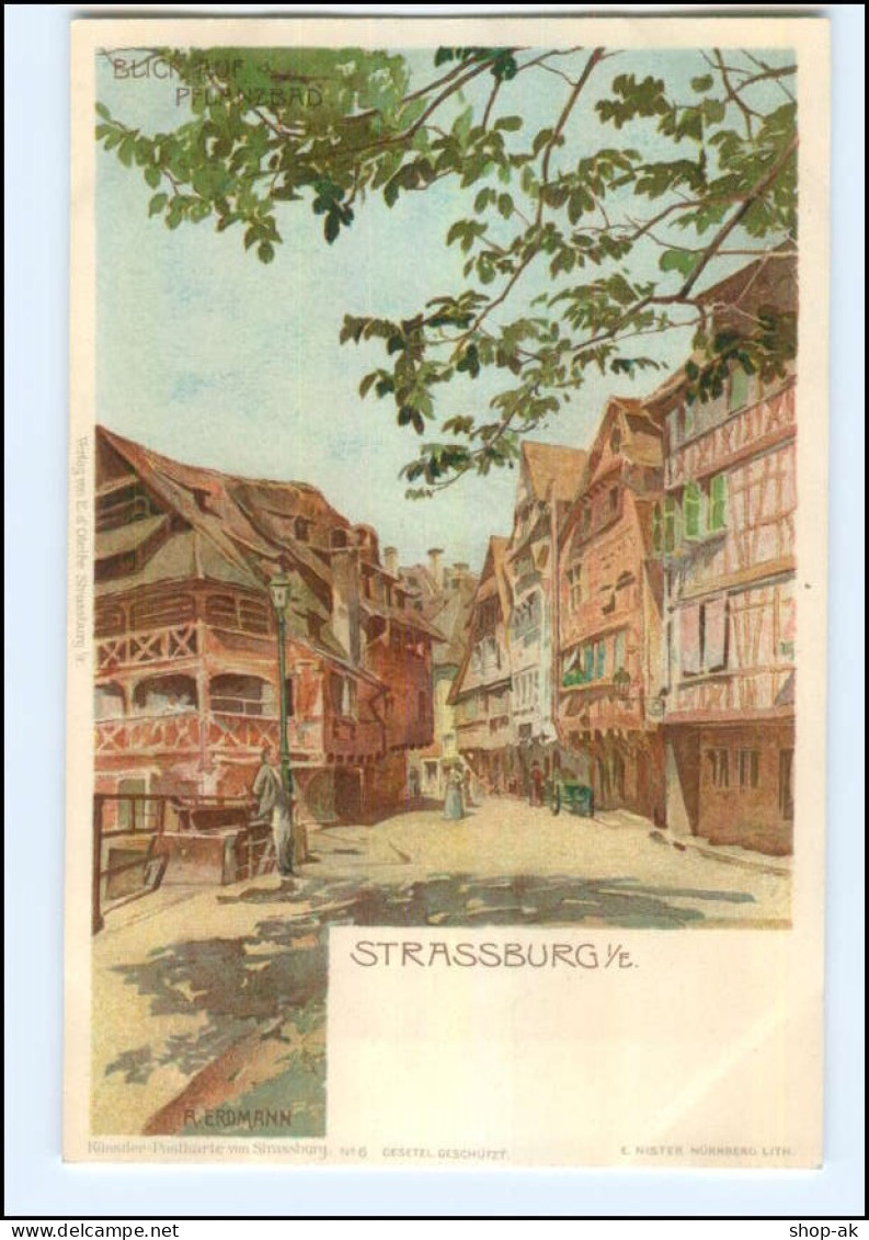 Y11671/ Straßburg  Pflanzbad  Litho AK  A. Erdmann Ca.1900 - Elsass