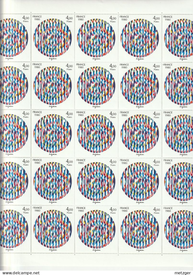 Feuille Complète De 25 Timbres Du N° 2113 Yaacov Agam - Feuilles Complètes