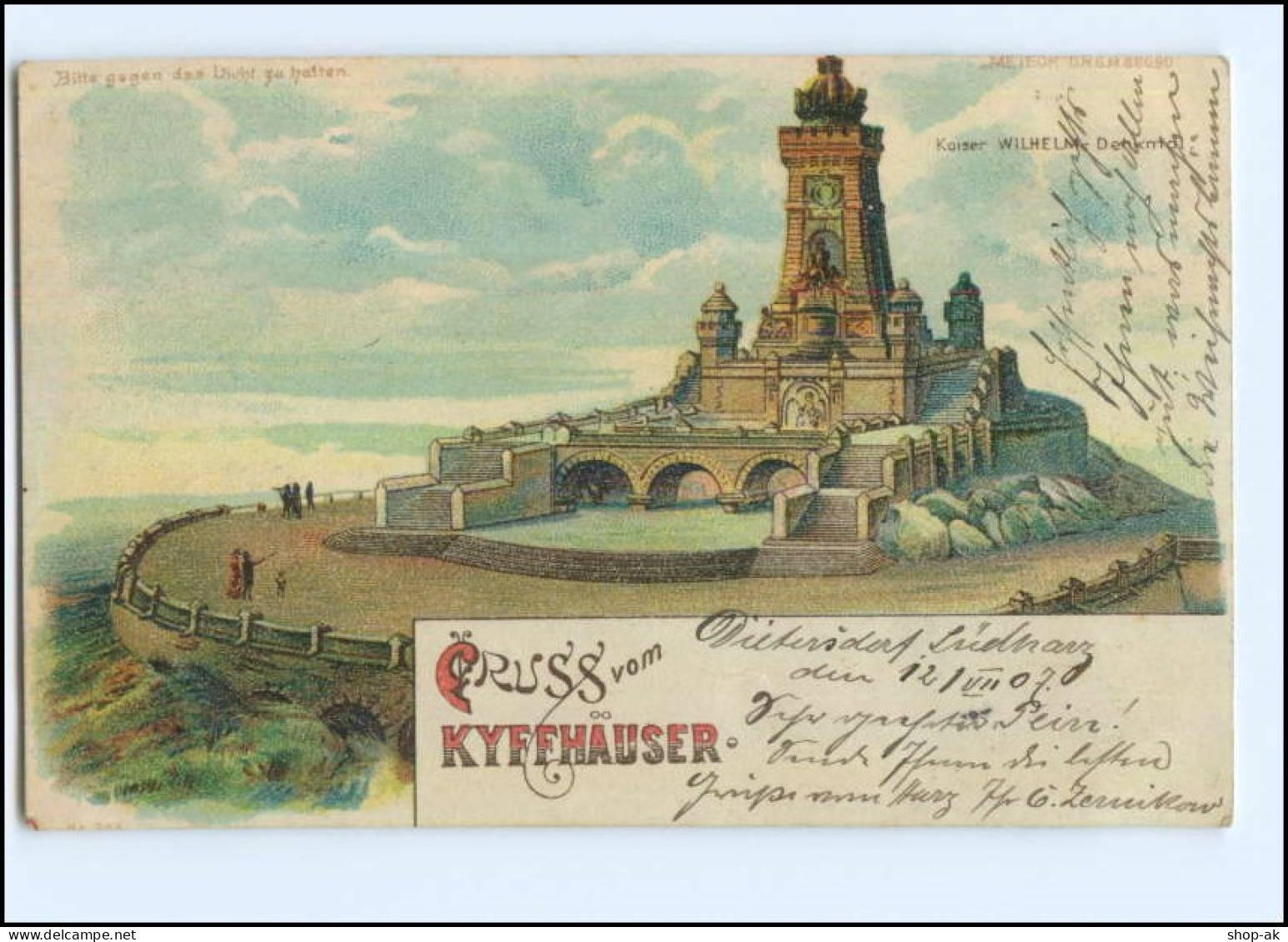 U5557/ Meteor Halt Gegen Licht Litho AK Kyffhäuser 1907 - Halt Gegen Das Licht/Durchscheink.