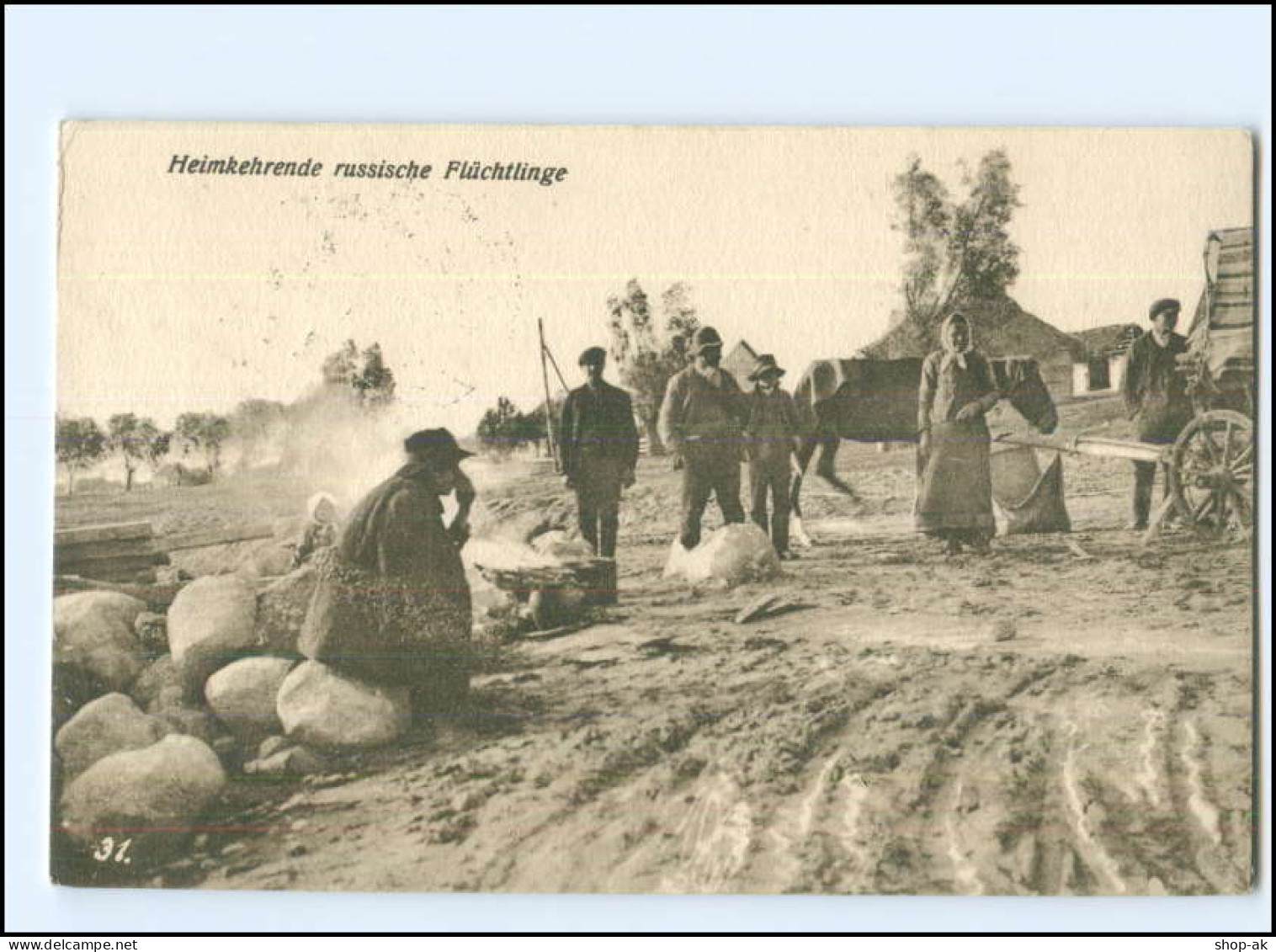 Y11593/ Heimkehrende Russische Flüchtlinge 1. Weltkrieg Rußland AK 1916 - Guerre 1914-18